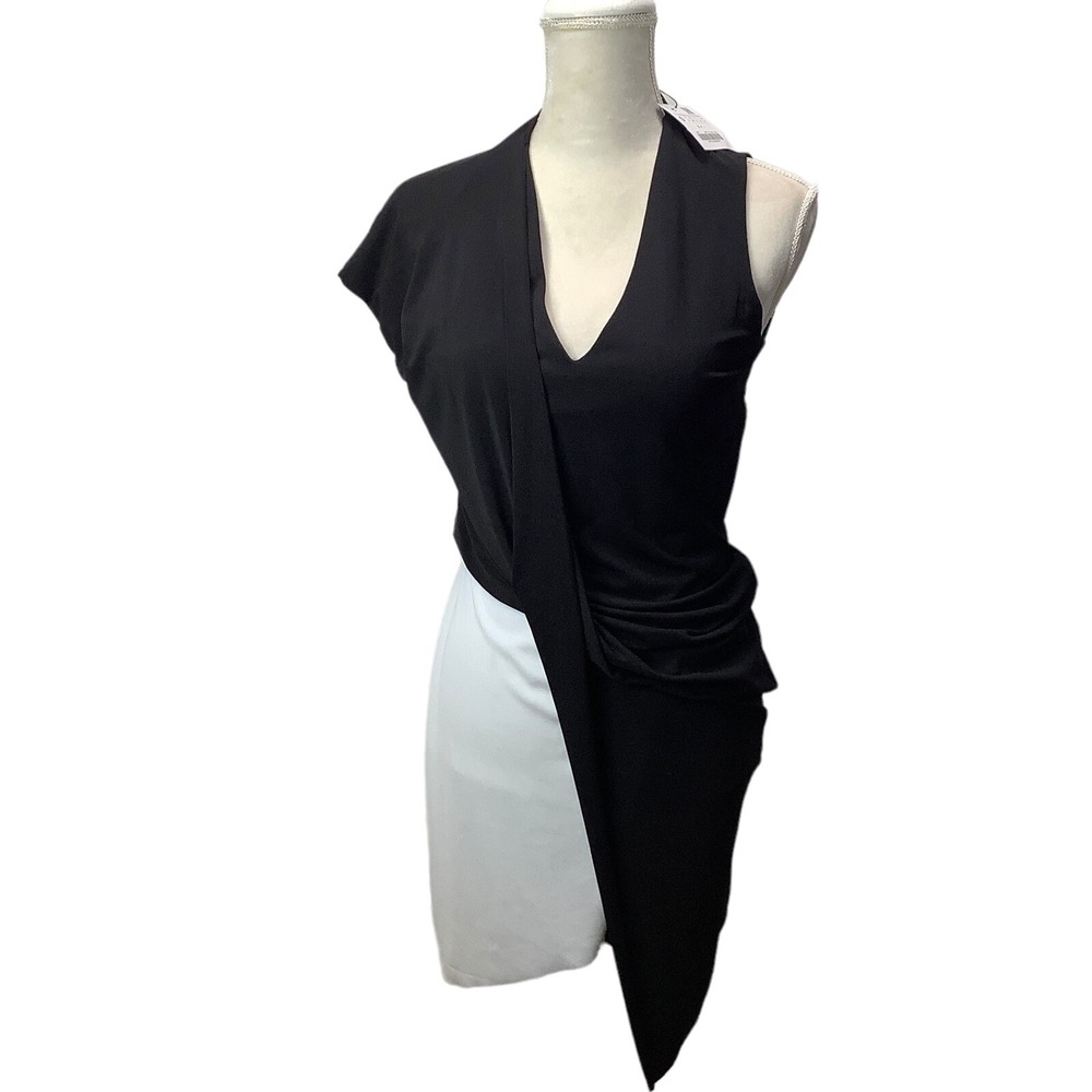 NWT Zara White and Black Collection Dress‎ Asymmetrical Knee Length Party